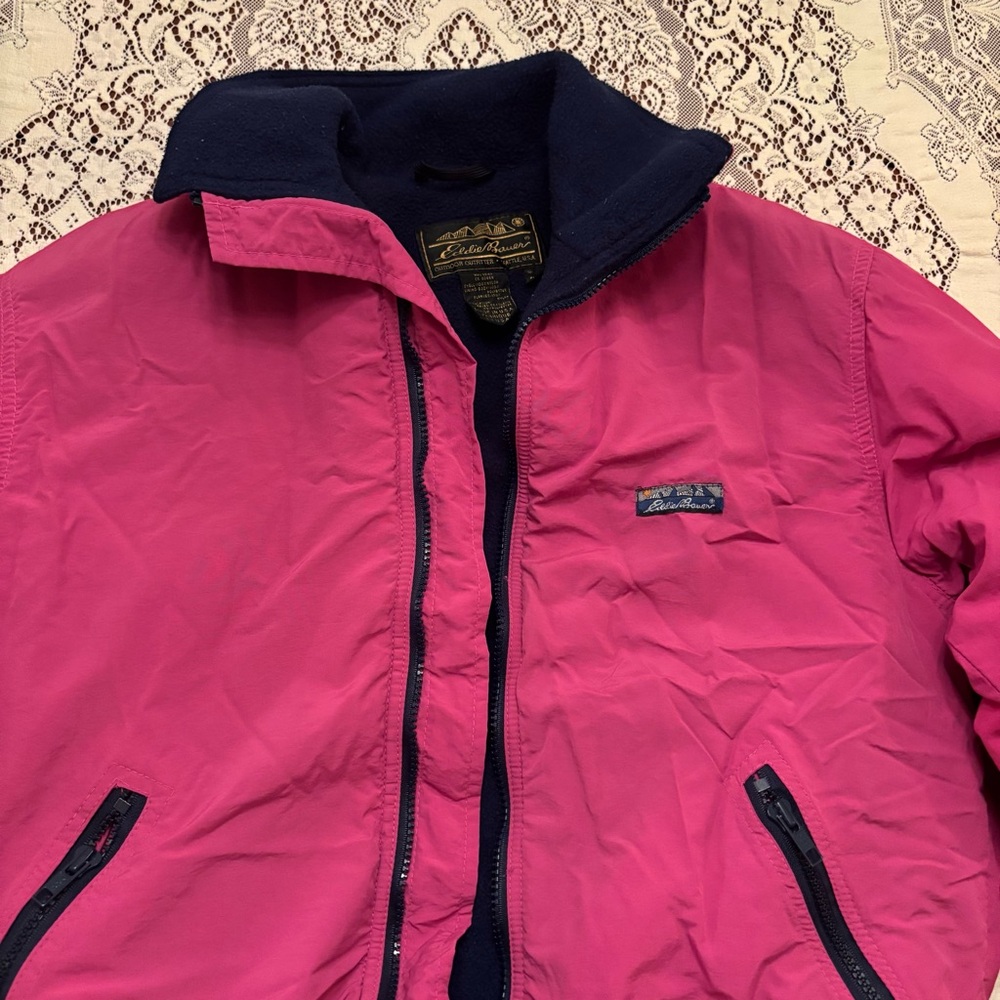 navy blue and pink eddie bauer jacket size small